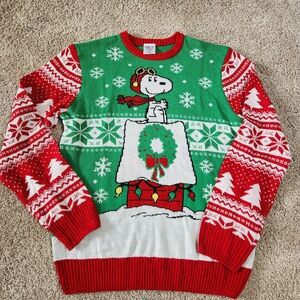 Festive Snoopy Christmas Ugly Holiday Sweater Size L